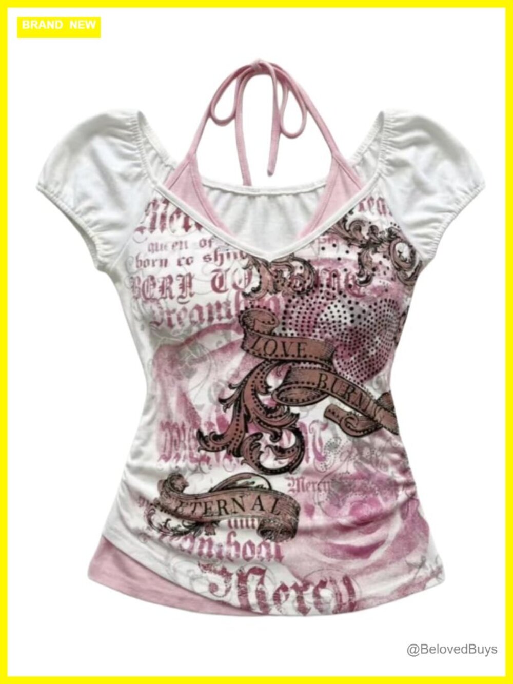 Women's Y2K Emo Grunge Graphic V-Neck Short Sleeve T-Shirt Polyester Spandex
